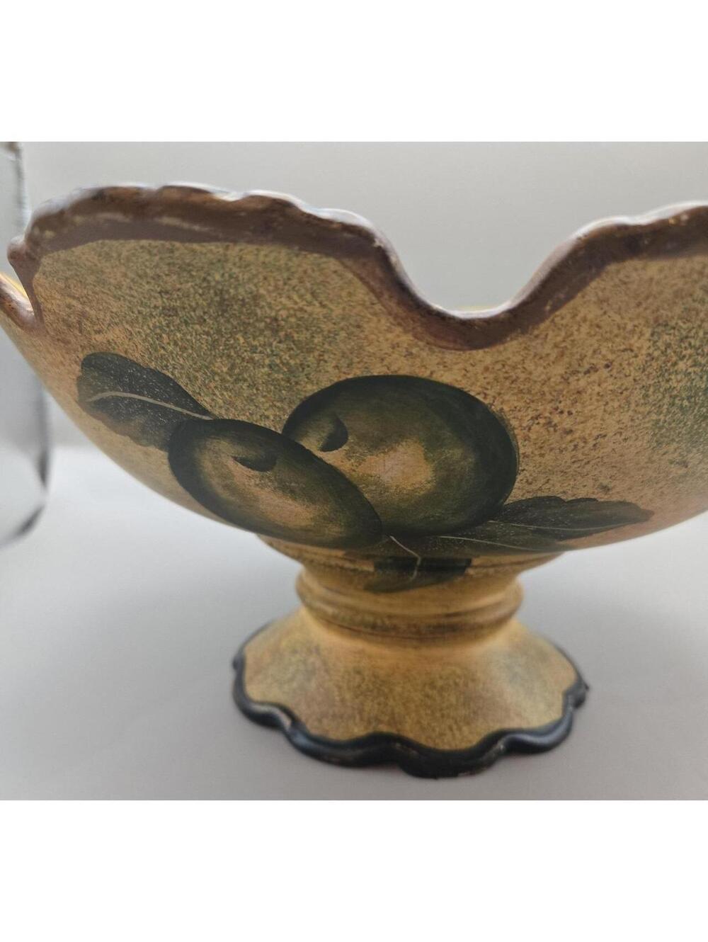 Pedestal‎ Bowl, Lrg Italian, Gold & Brown NOT FOOD SAFE